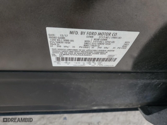 2018 Ford Explorer Limited with VIN 1FM5K7FH3JGA54953, listed as a Copart auction lot 43580475 with 106,368 mi miles and Salvage Title. Bid and sale history available at carsss.com. Image 13.