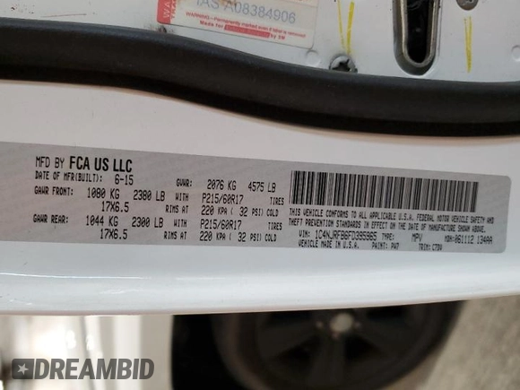 2015 Jeep Patriot Latitude with VIN 1C4NJRFB6FD395965, listed as a Copart auction lot 59615285 with 128,112 mi miles and Non repairable. Bid and sale history available at DreamBid. Image 13.