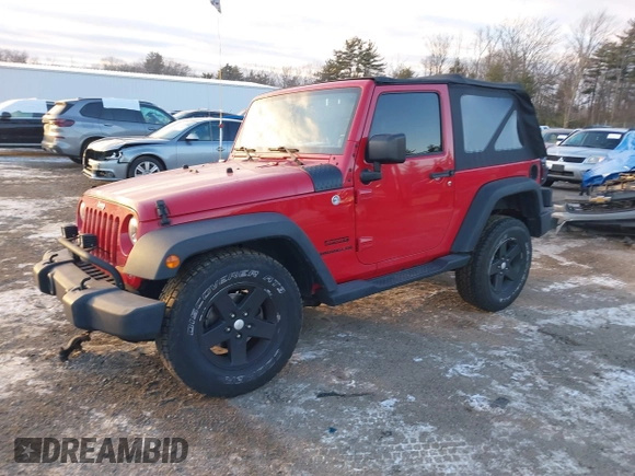 2014 Jeep Wrangler Sport with VIN 1C4AJWAG9EL295931, listed as a IAAI auction lot 41362815 with 104,881 mi miles and . Bid and sale history available at carsss.com. Image 20.