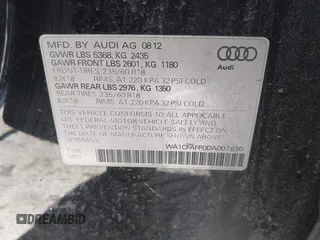 2013 Audi Q5 Premium with VIN WA1CFAFP0DA007630, listed as a IAAI auction lot 41824831 with 149,558 mi miles and . Bid and sale history available at DreamBid. Image 9.
