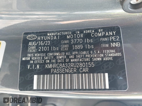2024 Hyundai Venue Limited with VIN KMHRC8A32RU280155, listed as a IAAI auction lot 42429119 with 17,525 mi miles and . Bid and sale history available at DreamBid. Image 9.