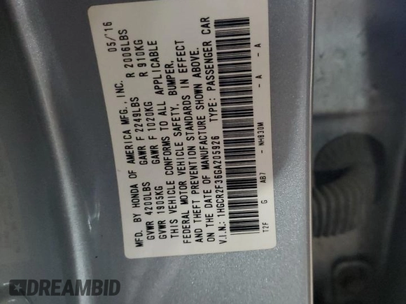2016 Honda Accord LX with VIN 1HGCR2F36GA205926, listed as a Copart auction lot 51178145 with 134,807 mi miles and Non Repairable. Bid and sale history available at DreamBid. Image 12.