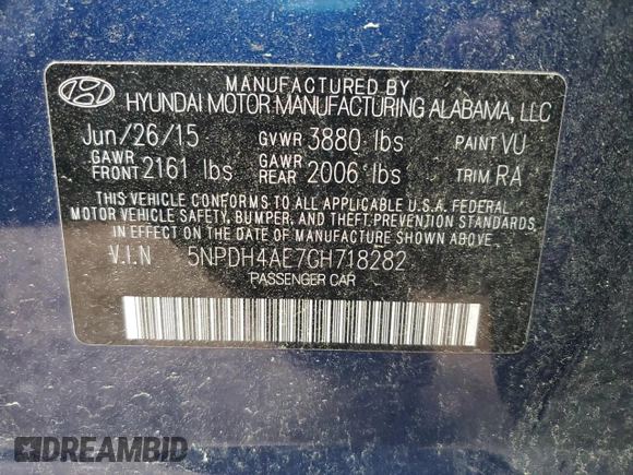 2016 Hyundai Elantra SE z VIN 5NPDH4AE7GH718282, wystawiony jako Copart lot #51619925 z przebiegiem 113 730 mil mil oraz Nie do naprawy • Non repairable. Historia ofert i sprzedaży dostępna na DreamBid. Obrazek 14.