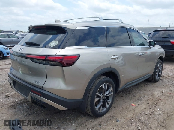 2023 Infiniti QX60 Luxe with VIN 5N1DL1FR8PC354793, listed as a IAAI auction lot 42272819 with 24,569 mi miles and . Bid and sale history available at DreamBid. Image 4.