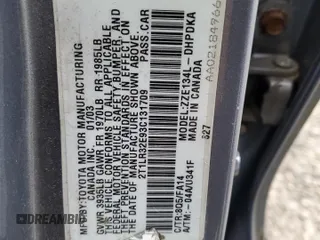 2003 Toyota Matrix Std with VIN 2T1LR32E93C131709, listed as a Copart auction lot 55852525 with 251,261 mi miles and Clean Title. Bid and sale history available at DreamBid. Image 12.