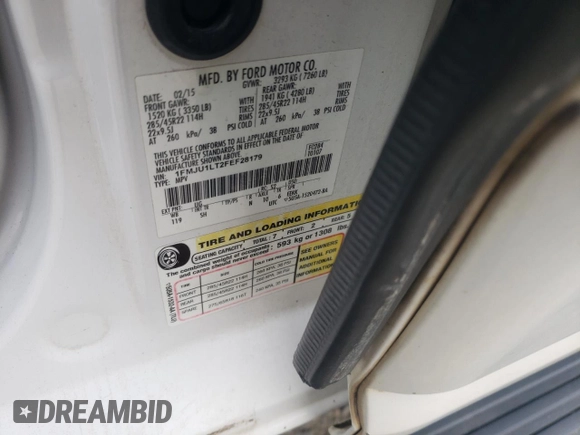 2015 Ford Expedition Platinum with VIN 1FMJU1LT2FEF28179, listed as a Copart auction lot 46353575 with Not provided miles and Salvage title. Bid and sale history available at DreamBid. Image 13.