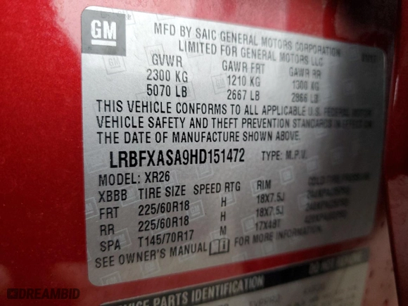 2017 Buick Envision Preferred with VIN LRBFXASA9HD151472, listed as a Copart auction lot 48673605 with 57,518 mi miles and Salvage Title. Bid and sale history available at carsss.com. Image 14.
