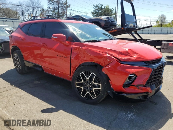 2023 Chevrolet Blazer RS with VIN 3GNKBKRSXPS190337, listed as a Copart auction lot 53292455 with 32,030 mi miles and Salvage title. Bid and sale history available at DreamBid. Image 4.