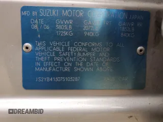 2007 Suzuki SX4 with VIN JS2YB413075103287, listed as a Copart auction lot 45145495 with 139,810 mi miles and Clean Title. Bid and sale history available at DreamBid. Image 12.