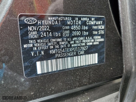 2023 Genesis G70 3.3T with VIN KMTG54TEXPU117927, listed as a Copart auction lot 49095243 with 0 mi miles. Bid and sale history available at carsss.com. Image 13.