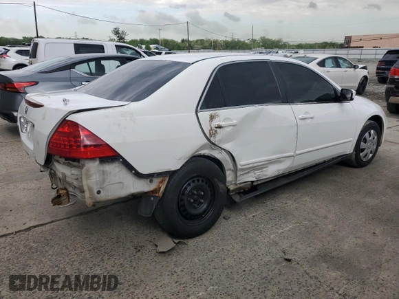 2007 Honda Accord LX with VIN 1HGCM56447A137702, listed as a Copart auction lot 56065685 with Not provided miles and Salvage title. Bid and sale history available at DreamBid. Image 3.