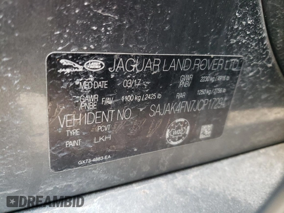 2018 Jaguar XE with VIN SAJAK4FN7JCP17294, listed as a Copart auction lot 85639514 with 93,564 mi miles and Salvage Title. Bid and sale history available at DreamBid. Image 12.