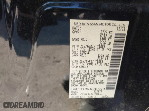 2022 Nissan Frontier S with VIN 1N6ED1EK1NN626559, listed as a IAAI auction lot 41241196 with 36,234 mi miles. Bid and sale history available at carsss.com. Image 9.