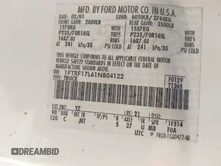 2001 Ford F-150 XL z VIN 1FTRF17L61NB04122, wystawiony jako IAAI lot #38304103 z przebiegiem 186 816 mil mil oraz . Historia ofert i sprzedaży dostępna na DreamBid. Obrazek 9.
