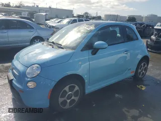2017 FIAT 500e with VIN 3C3CFFGE8HT563364, listed as a Copart auction lot 45574865 with 49,281 mi miles and Salvage Title. Bid and sale history available at carsss.com. Image 1.
