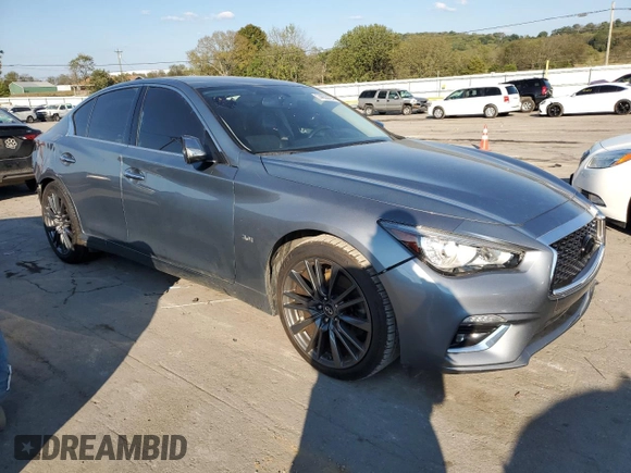 2019 Infiniti Q50 Luxe with VIN JN1EV7APXKM518952, listed as a Copart auction lot 74633794 with 39,454 mi miles and Salvage title. Bid and sale history available at DreamBid. Image 4.