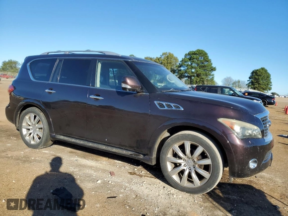2012 Infiniti QX56 8-passenger with VIN JN8AZ2ND0C9716421, listed as a Copart auction lot 80701904 with 124,124 mi miles and Clean Title. Bid and sale history available at carsss.com. Image 4.