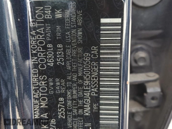 2017 Kia Optima Hybrid EX with VIN KNAGU4LE9H5010569, listed as a Copart auction lot 73963344 with 65,834 mi miles and Salvage Title. Bid and sale history available at carsss.com. Image 12.