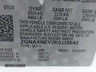 2019 Chevrolet Equinox Premier z VIN 2GNAXNEV2K6116643, wystawiony jako IAAI lot #42447904 z przebiegiem 44 786 mil mil oraz . Historia ofert i sprzedaży dostępna na DreamBid. Obrazek 9.