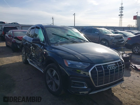 2023 Audi Q5 Premium with VIN WA1ABAFYXP2054089, listed as a IAAI auction lot 41618177 with 24,771 mi miles and . Bid and sale history available at DreamBid. Image 1.