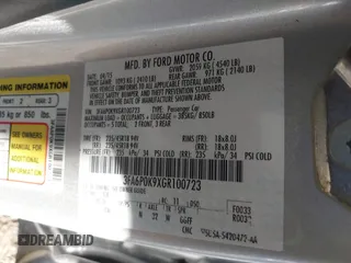 2016 Ford Fusion Titanium with VIN 3FA6P0K9XGR100723, listed as a IAAI auction lot 40627172 with 1 mi miles. Bid and sale history available at carsss.com. Image 9.