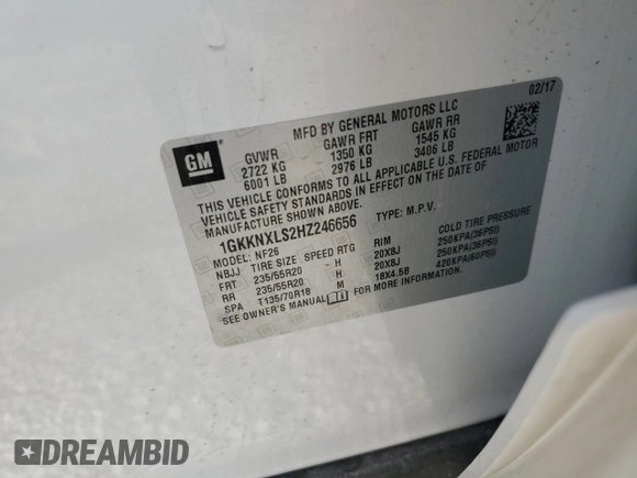 2017 GMC Acadia Denali z VIN 1GKKNXLS2HZ246656, wystawiony jako Copart lot #51754575 z przebiegiem Nie podano mil oraz Szkoda całkowita • Salvage title. Historia ofert i sprzedaży dostępna na DreamBid. Obrazek 13.