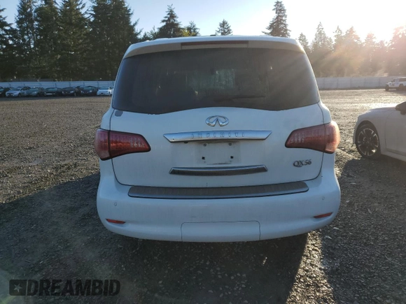 2012 Infiniti QX56 7-passenger with VIN JN8AZ2NE1C9021857, listed as a Copart auction lot 76967164 with 153,958 mi miles and Salvage Title. Bid and sale history available at carsss.com. Image 6.