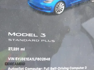 2020 Tesla Model 3 Standard Range Plus with VIN 5YJ3E1EA1LF802648, listed as a IAAI auction lot 42208034 with 27,231 mi miles and . Bid and sale history available at DreamBid. Image 7.