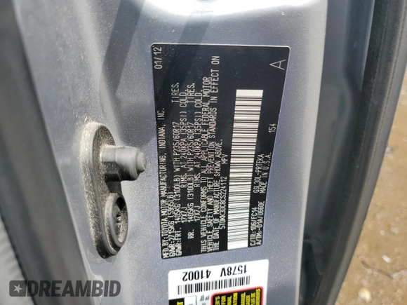 2012 Toyota Sienna LE AAS with VIN 5TDKK3DC8CS224112, listed as a Copart auction lot 59701725 with 200,726 mi miles and Salvage title. Bid and sale history available at DreamBid. Image 13.