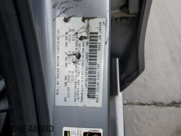 2010 Mazda 3 i Touring with VIN JM1BL1SF0A1144800, listed as a Copart auction lot 55808225 with 102,506 mi miles and Salvage Title. Bid and sale history available at DreamBid. Image 12.