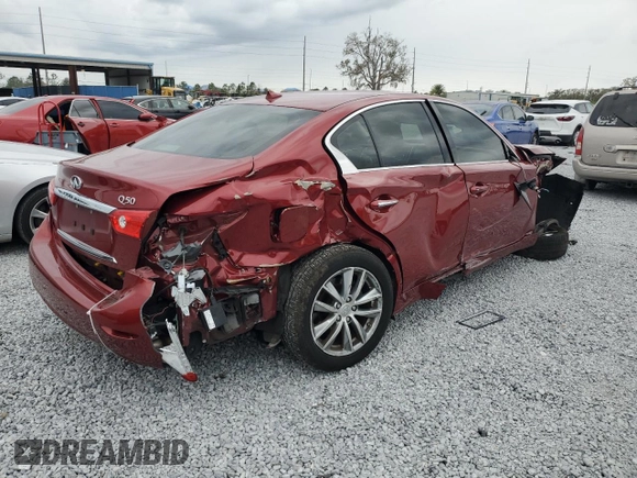 2016 Infiniti Q50 Premium with VIN JN1EV7AP8GM302802, listed as a Copart auction lot 88995315 with Not provided miles and Salvage title. Bid and sale history available at DreamBid. Image 3.