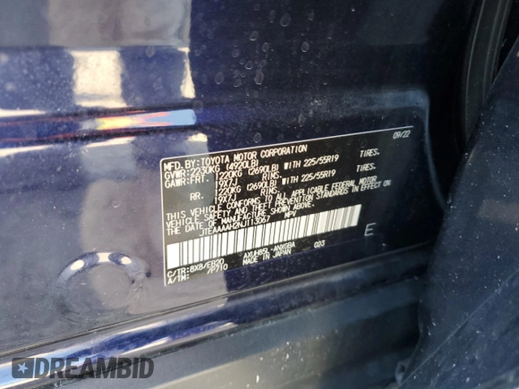 2022 Toyota Venza LE with VIN JTEAAAAH2NJ113067, listed as a Copart auction lot 76097484 with 0 mi miles and Salvage Title. Bid and sale history available at carsss.com. Image 12.