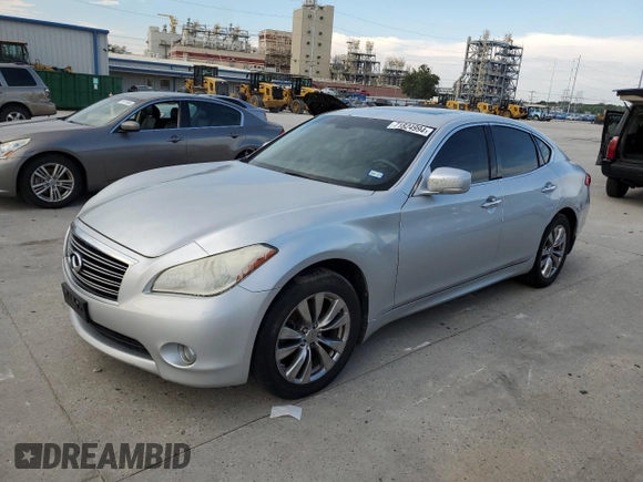 2013 Infiniti M37 with VIN JN1BY1AR7DM604599, listed as a Copart auction lot 71824994 with 0 mi miles and Salvage Title. Bid and sale history available at carsss.com. Image 1.