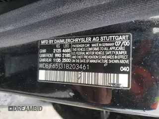 2001 Mercedes-Benz E-Class with VIN WDBJF65J31B203461, listed as a Copart auction lot 44416005 with 179,335 mi miles and Salvage Title. Bid and sale history available at carsss.com. Image 12.