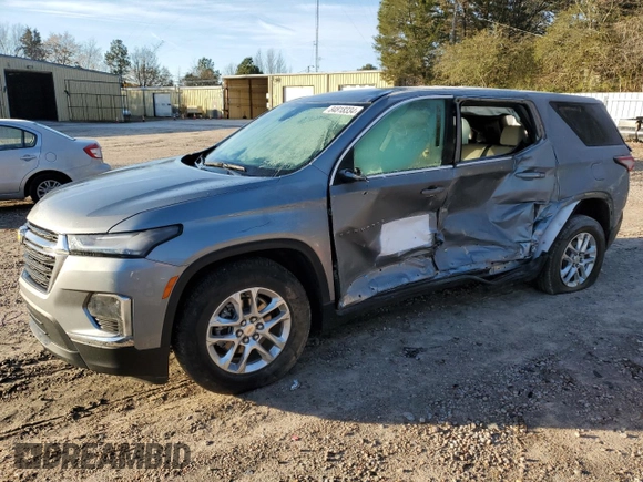2023 Chevrolet Traverse LS with VIN 1GNEVFKW5PJ211038, listed as a Copart auction lot 84818334 with 21,620 mi miles and Clean Title. Bid and sale history available at carsss.com. Image 1.