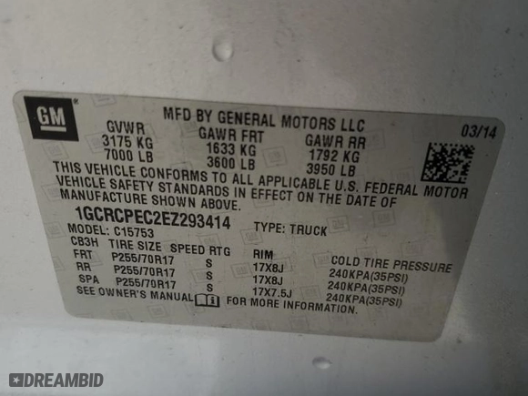 2014 Chevrolet Silverado 1500 Work Truck with VIN 1GCRCPEC2EZ293414, listed as a Copart auction lot 51311455 with 166,351 mi miles and Salvage Title. Bid and sale history available at carsss.com. Image 12.