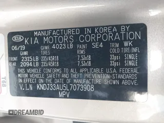2020 Kia Soul EX with VIN KNDJ33AU5L7073908, listed as a IAAI auction lot 41816282 with 53,002 mi miles. Bid and sale history available at carsss.com. Image 9.