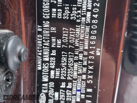 2011 Kia Sorento LX with VIN 5XYKT3A16BG084024, listed as a Copart auction lot 45290665 with 138,621 mi miles and Clean Title. Bid and sale history available at DreamBid. Image 15.