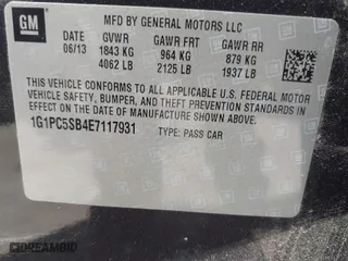 2014 Chevrolet Cruze 1LT with VIN 1G1PC5SB4E7117931, listed as a IAAI auction lot 41997100 with 150,910 mi miles. Bid and sale history available at carsss.com. Image 9.