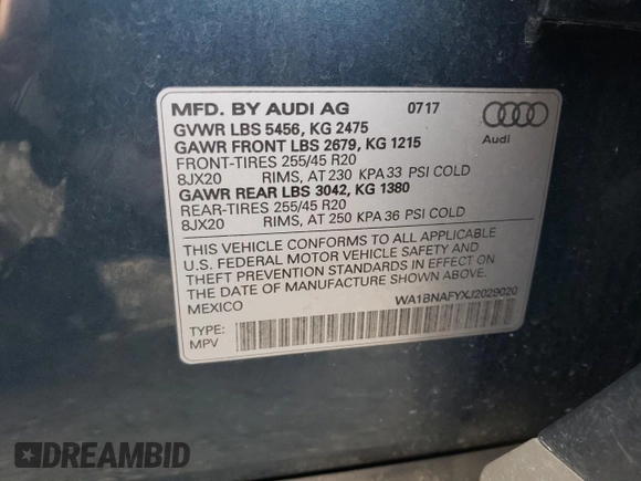2018 Audi Q5 Premium Plus with VIN WA1BNAFYXJ2029020, listed as a Copart auction lot 52232835 with 121,451 mi miles and Salvage Title. Bid and sale history available at carsss.com. Image 13.