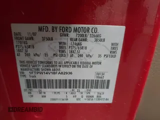 2008 Ford F-150 XLT with VIN 1FTPW14V18FA82936, listed as a IAAI auction lot 42069322 with 291,921 mi miles. Bid and sale history available at carsss.com. Image 9.