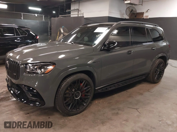 2025 Mercedes-Benz GLS 63 AMG with VIN 4JGFF8KE2SB318849, listed as a IAAI auction lot 41427082 with 442 mi miles and . Bid and sale history available at DreamBid. Image 18.