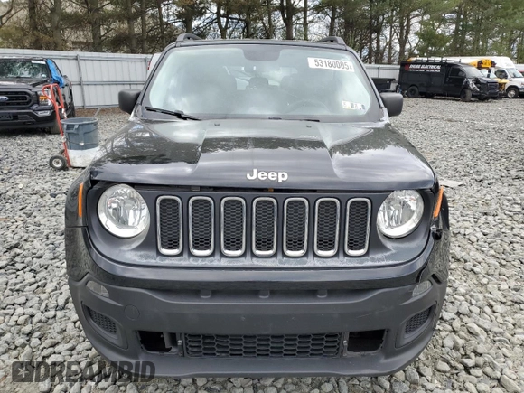 2017 Jeep Renegade Sport with VIN ZACCJBAB6HPF27164, listed as a Copart auction lot 53180005 with 70,086 mi miles and Salvage Title. Bid and sale history available at carsss.com. Image 5.