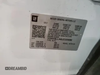 2018 GMC Acadia SLE with VIN 1GKKNLLA8JZ150696, listed as a Copart auction lot 87784915 with 118,550 mi miles and Salvage Title. Bid and sale history available at DreamBid. Image 12.