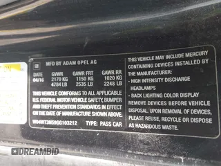 2016 Buick Cascada Premium с VIN W04WT3N59GG103212, выставлен на аукционе IAAI как лот 42416269 с пробегом 71 847 миль миль и . История ставок и продаж доступна на DreamBid. Изображение 9.