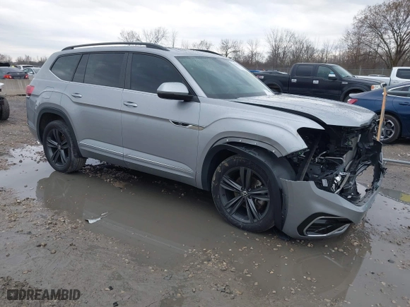 2021 Volkswagen Atlas 3.6L V6 SE w/Technology R-Line with VIN 1V2RR2CA8MC534539, listed as a IAAI auction lot 42085193 with 43,390 mi miles. Bid and sale history available at carsss.com. Image 1.