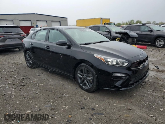 2021 Kia Forte GT-Line with VIN 3KPF34AD7ME360339, listed as a Copart auction lot 52974445 with 18,445 mi miles and Salvage title. Bid and sale history available at DreamBid. Image 4.