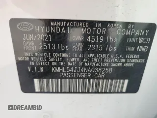 2022 Hyundai Sonata Hybrid Limited with VIN KMHL54JJ4NA038258, listed as a Copart auction lot 39828513 with 28,261 mi miles. Bid and sale history available at carsss.com. Image 12.