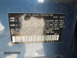 2022 Subaru Ascent Touring with VIN 4S4WMARD3N3468252, listed as a IAAI auction lot 42439251 with 59,811 mi miles and . Bid and sale history available at DreamBid. Image 9.