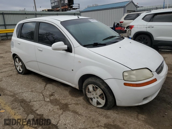 2007 Chevrolet Aveo LS with VIN KL1TD66657B722344, listed as a Copart auction lot 52046095 with 165,798 mi miles and Salvage title. Bid and sale history available at DreamBid. Image 4.